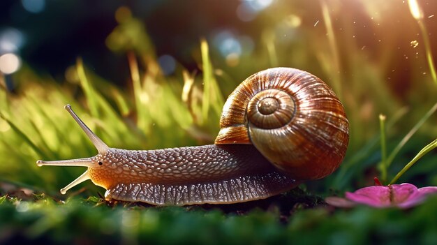 Snail on Grass Mooie snail hoog contrast