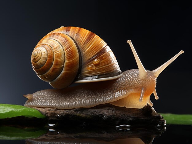 Photo a snail on a rock