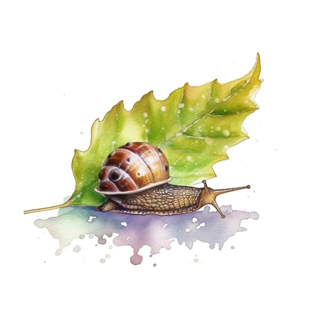 Photo a snail sitting on top of a green leaf generative ai image