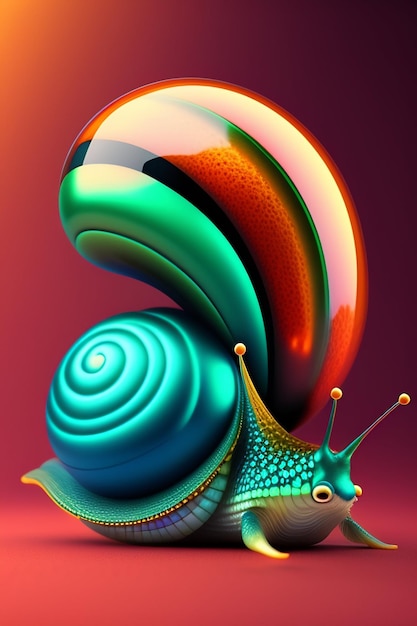 A snail on a spiral shell A colorful snail on a colorful background Two Snail in Curves