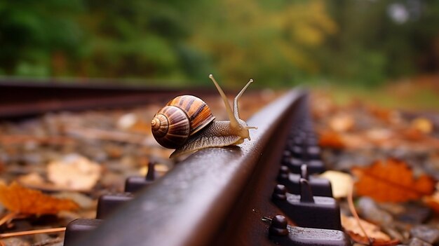 Foto la linea del ponte ferroviario a piedi della lumaca traccia l'immagine fotografica arte generata dall'intelligenza artificiale