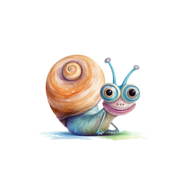 A snail with a big smile on his face