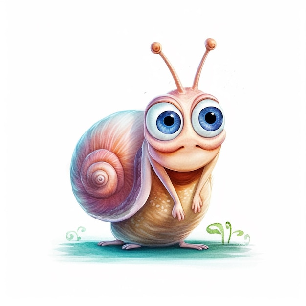 A snail with blue eyes and a snail on the back