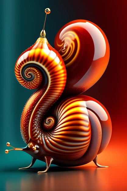 A snail with a colorful shell AI generative illustration