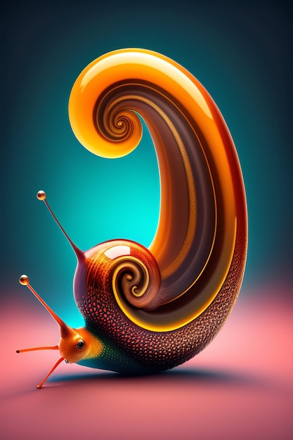 A snail with a large shell AI generative illustration