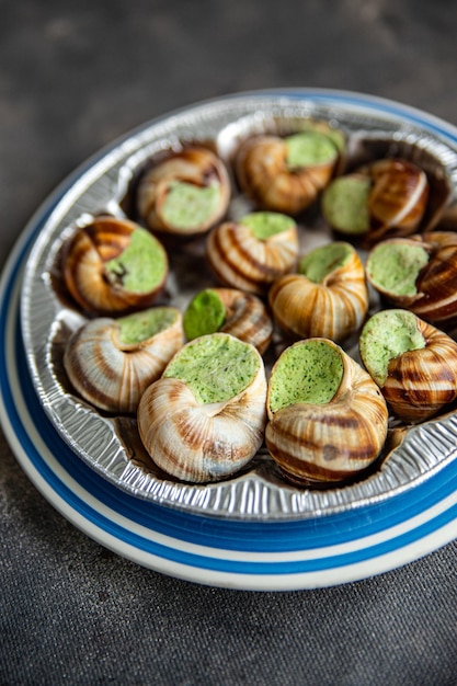 snails food fresh meal food snack diet on the table copy space food background