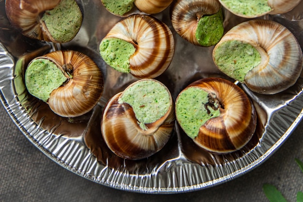 snails food green meal food snack diet on the table copy space food background