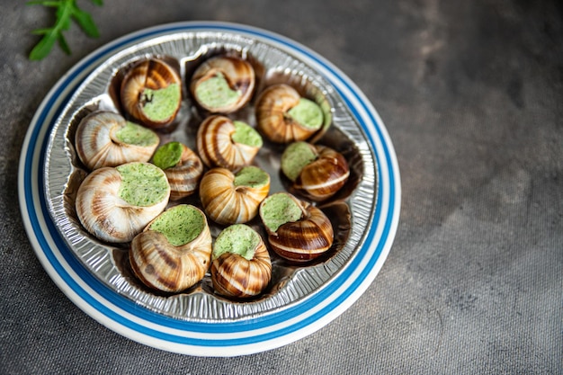 snails food green meal food snack diet on the table copy space food background