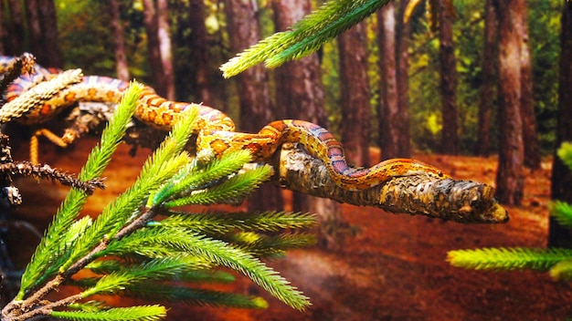 Photo snake on branch in forest