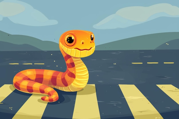 A Snake character with paws on the street