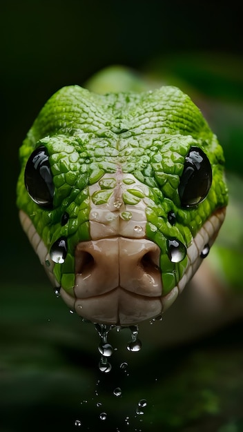 Photo snake close look head shot_ ai generated