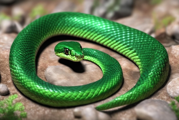 Snake close up green skin