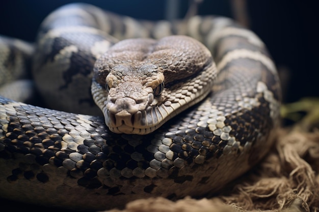 Snake curled up close up