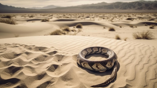 A snake in the desert with the desert in the background