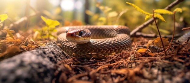 Photo snake in the forest floor