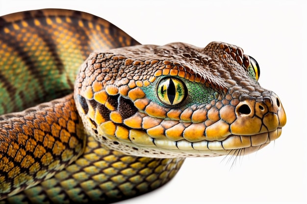 Snake from the genus Boiga isolated on a white backdrop Generative AI