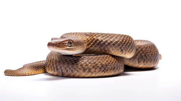 Foto corpo pieno di serpente su sfondo bianco