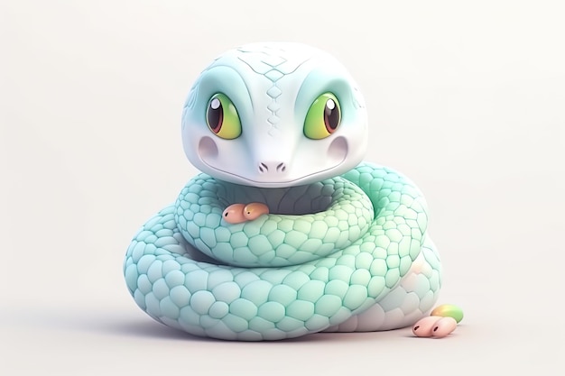 Snake generated with 3d render childish style