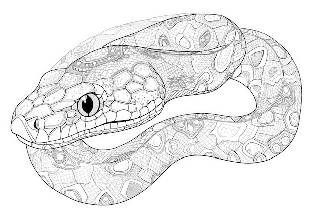 Иллюстрация змеи на белом фоне Книга для окрашивания для детей