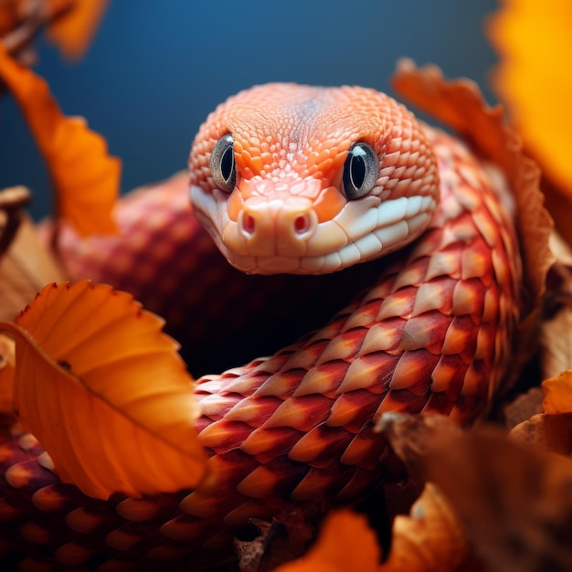 a snake in leaves