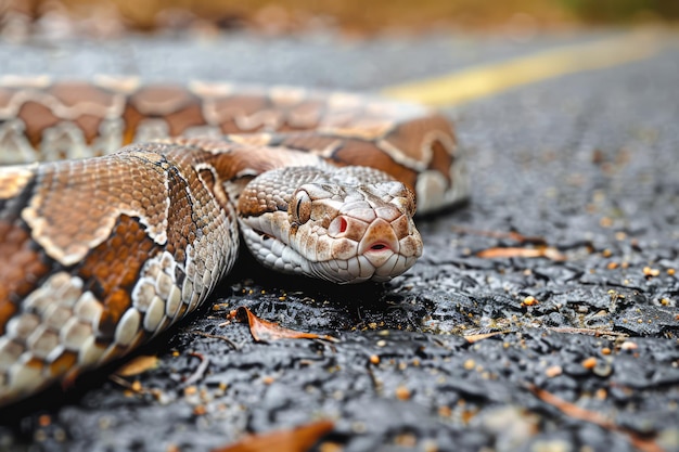 写真 道路のヘビが生み出した