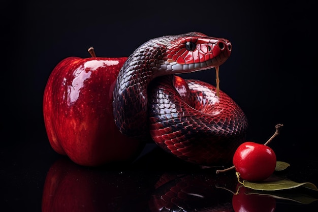 Snake paradise red apple Generate Ai