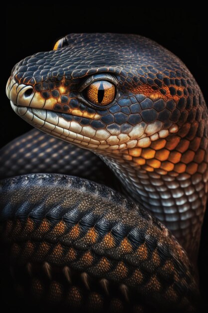 写真 暗い背景のヘビの肖像 ai ジェネレーティブ