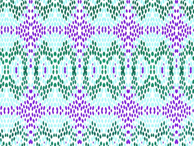 Snake Skin Random Texture. Vibrant Geometric Swimwear Pattern. Ethnic Seamless Pattern. Geo Symmetric Ikat Rapport. Watercolor Ethnic Design. Green and Purple Summer Rhombus Background.
