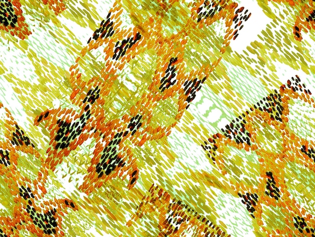 뱀 피부 무작위 텍스처. 수채화 민족 디자인. 여름 마름모 배경입니다. 지리적 대칭 Ikat 교감. 녹색과 노란색의 활기찬 기하학적 수영복 패턴입니다. 민족 원활한 패턴입니다.