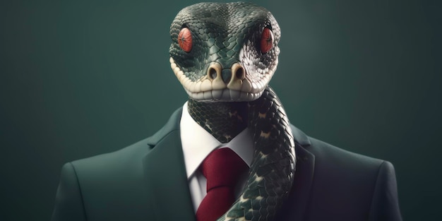 A snake in a suit with a red tie