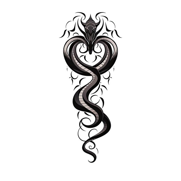 白い背景に孤立した蛇のタトゥー