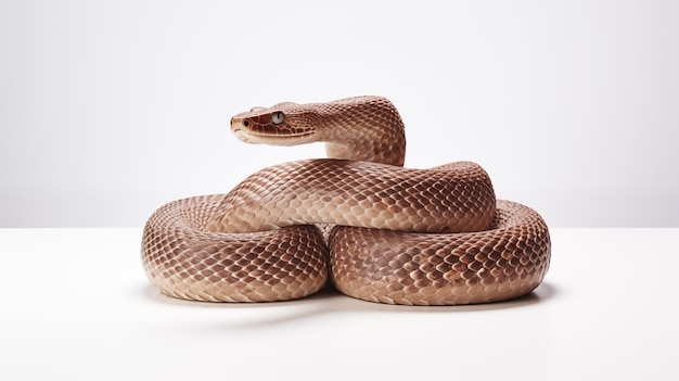 Змея на белом фоне - это удлиненные безчленные плотоядные рептилии