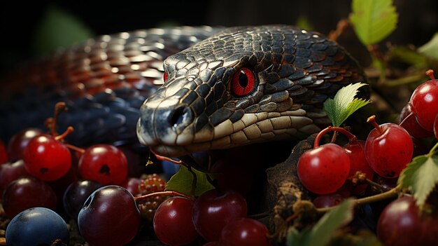 Snake with a fruits Generative Ai