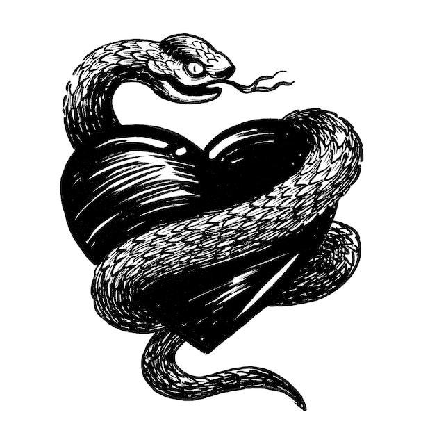 A snake with a heart shaped shape on it