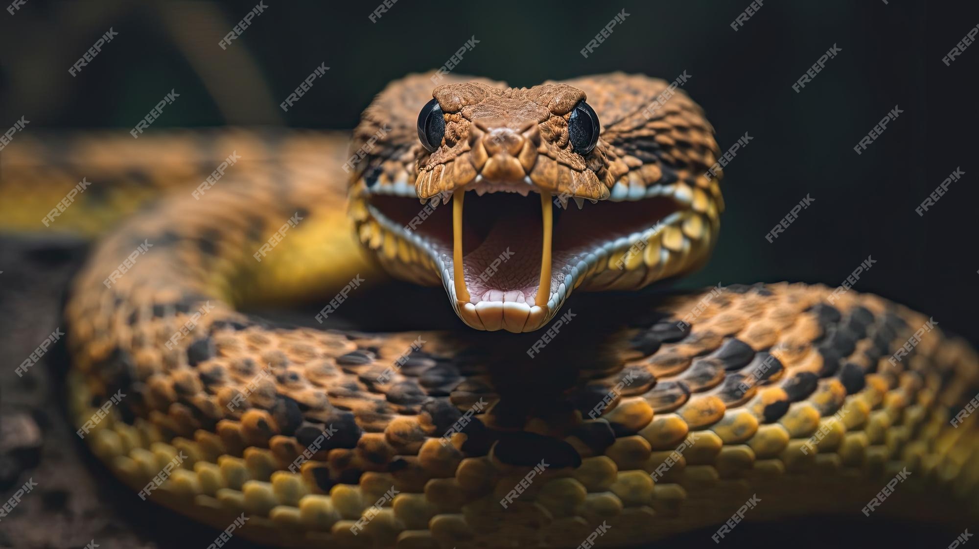 Premium Photo | A snake with its mouth open and its mouth open