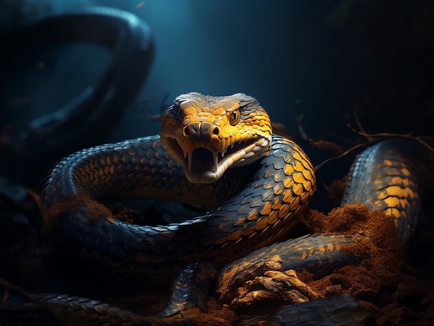 a snake with its mouth open