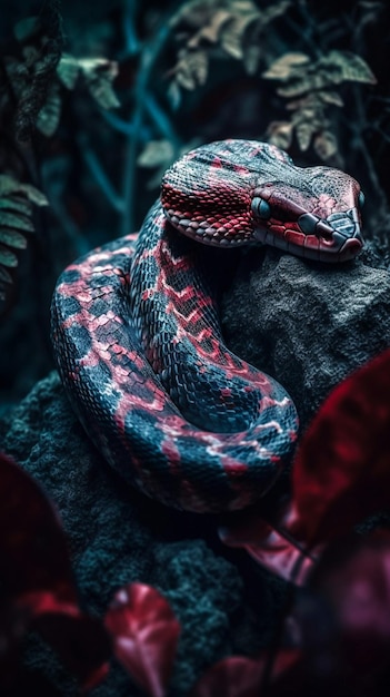 Змея с красной и черной чешуей