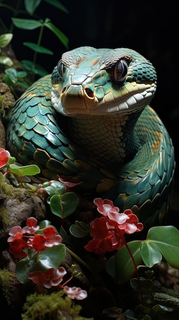 Photo a snake with a snake on its head
