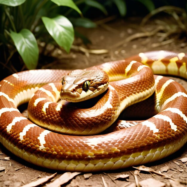 Photo a snake with a yellow stripe on its face