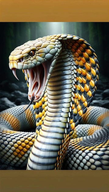 a snake with yellow stripes and yellow stripes