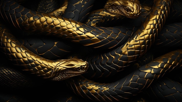 Snakes Golden metal texture from snake scalesGenerative AI