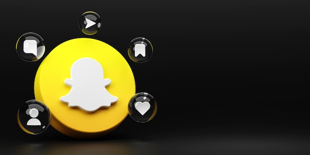 写真 snapchat3dレンダリングアプリケーションのロゴの背景snapchatソーシャルメディアプラットフォーム