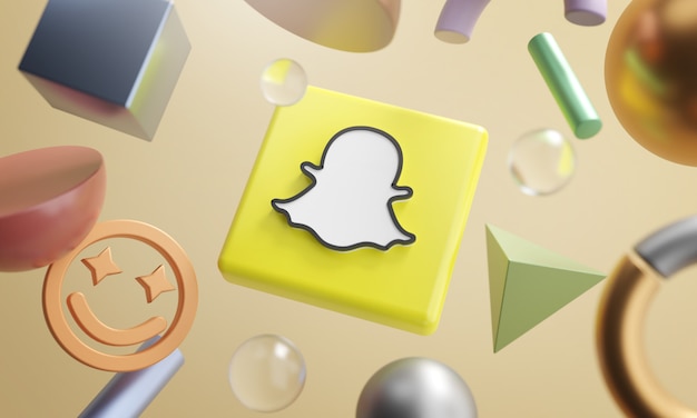 Snapchat-logo rond 3D-rendering abstracte vorm achtergrond