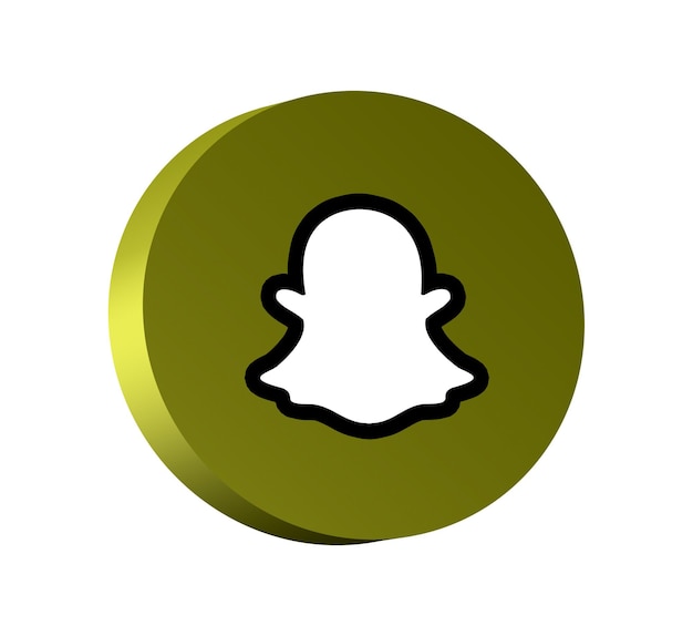 Photo snapchat logo on round button icon with empty background 3d