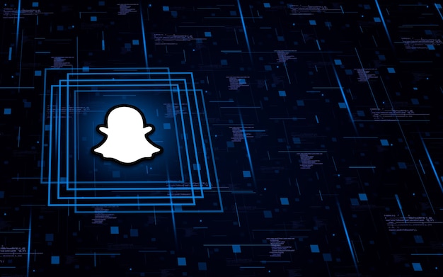 Snapchat-logopictogram op technologische achtergrond met code-elementen