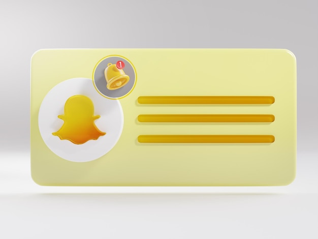 Snapchat Notificatie Telefoon Pop-up Bell Card Social Media App 3D Render