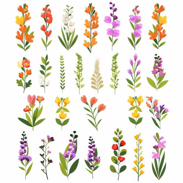 Snapdragon Flower Icon Set Antirrhinum Majus Flower Flat Design Abstract Snap Dragon Flower