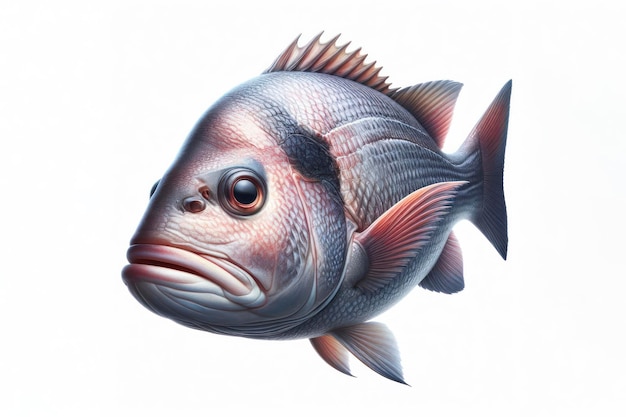 Рыба-луциан, изолированная на сплошном белом фоне, генеративная ai