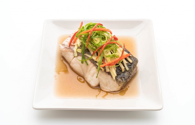 Photo snapper fish steamed with soy sauce