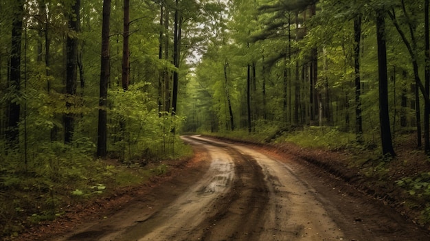 Snapshot Aesthetic Empty Dirt Road Plateau In The Forest